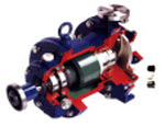 Long coupled, single-stage, magnetic drive, horizontal end-suction centrifugal pump.     