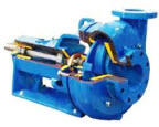 Horizontal or vertical end suction centrifugal pumps. Fitted with Torkflo impeller allowing large throughlet. Pump design accomodates replaceable wearplates and external impeller adjustment.