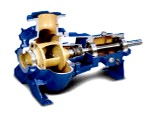 Horizontal or vertical, end suction centrifugal pumps. Large throughlet with impeller clearance adjustment facilitiy and replaceable wearplates.