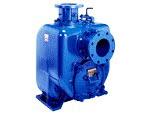 Horizontal solids handling self-priming pumps. with replaceable wearplates.Pumps available with water-recirc or vac-assisted priming systems.